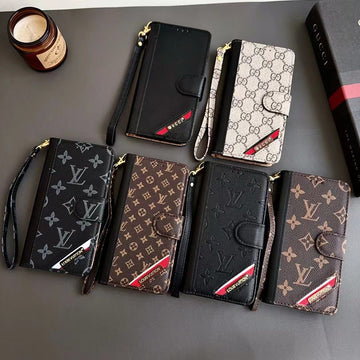 Louis Vuitton Leather Wallet Case for iPhone 12-16 Pro Max