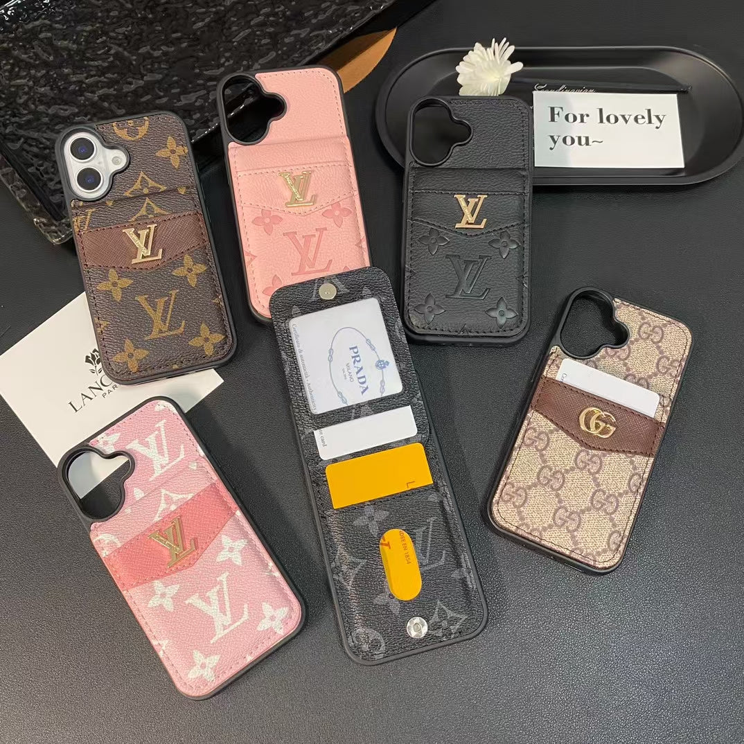 Luxury Monogram Leather Case With Card Wallet For iPhone 16-16 Plus