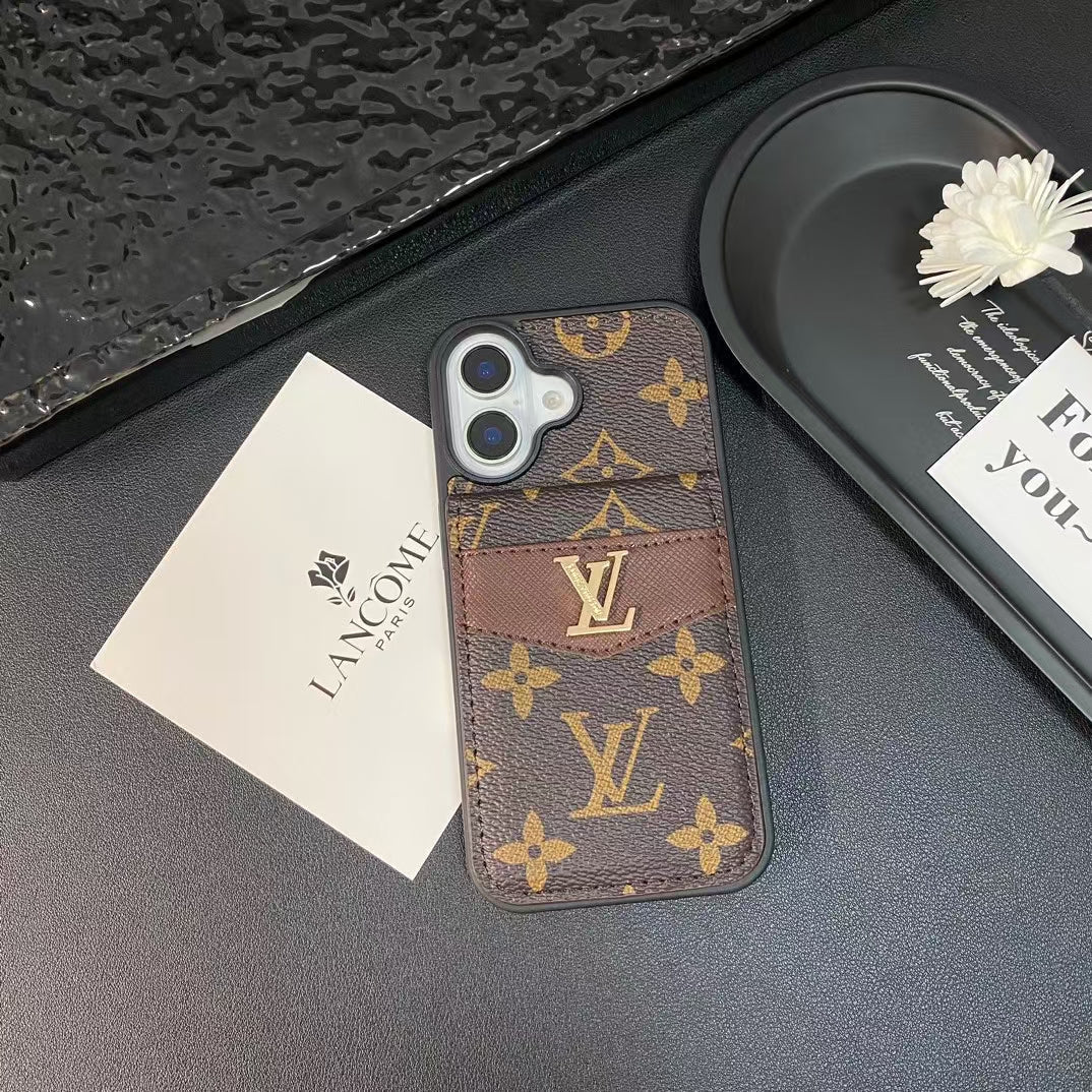 Luxury Monogram Leather Case With Card Wallet For iPhone 16-16 Plus