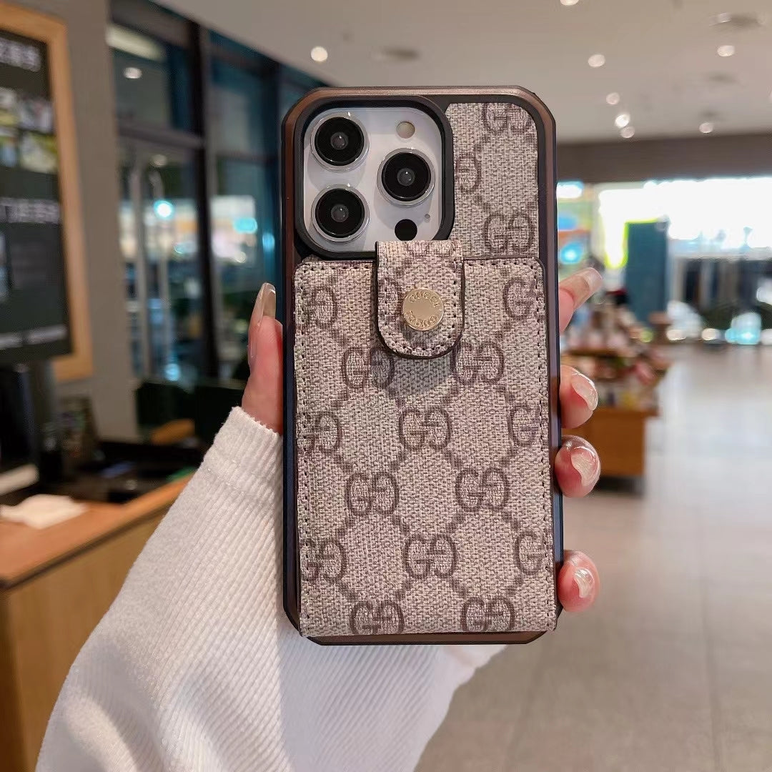 Synthetic Leather Wallet Case with Card Holder for iPhone 11-16 Pro Max