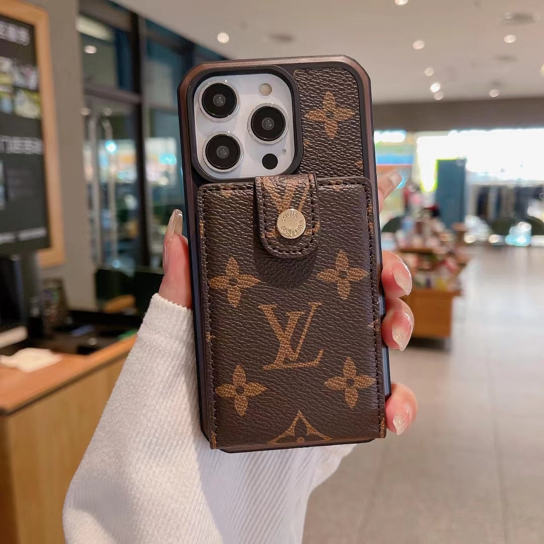 Synthetic Leather Wallet Case with Card Holder for iPhone 11-16 Pro Max