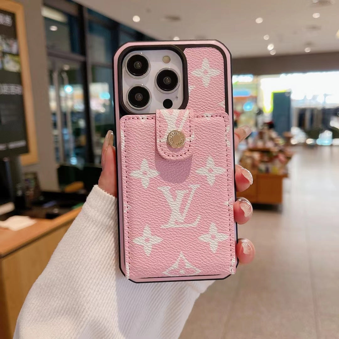 Synthetic Leather Wallet Case with Card Holder for iPhone 11-16 Pro Max
