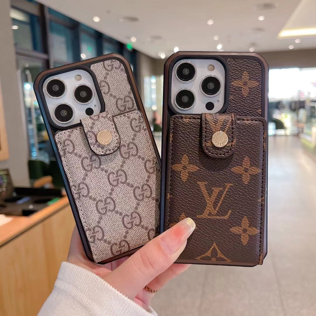 Synthetic Leather Wallet Case with Card Holder for iPhone 11-16 Pro Max