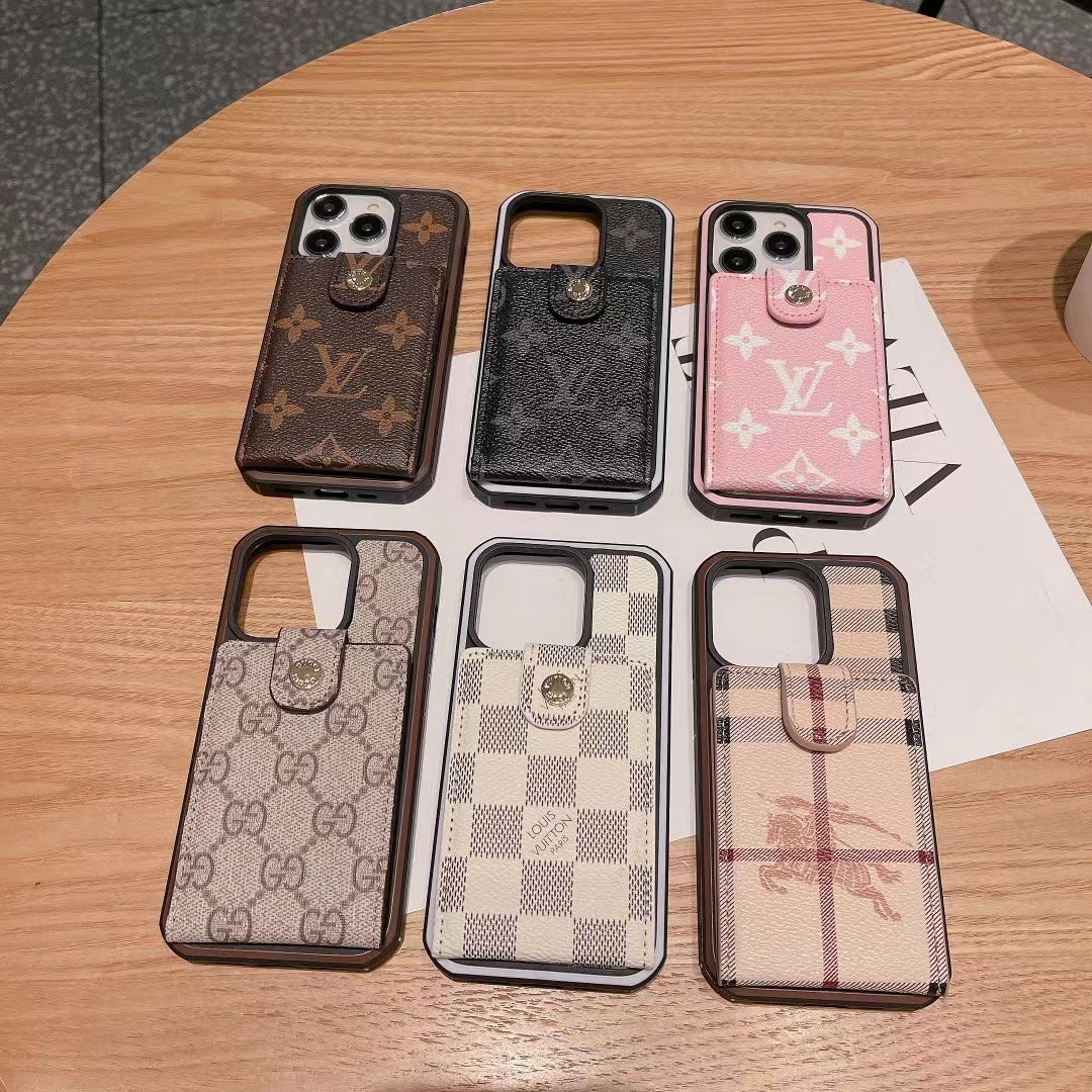Synthetic Leather Wallet Case with Card Holder for iPhone 11-16 Pro Max