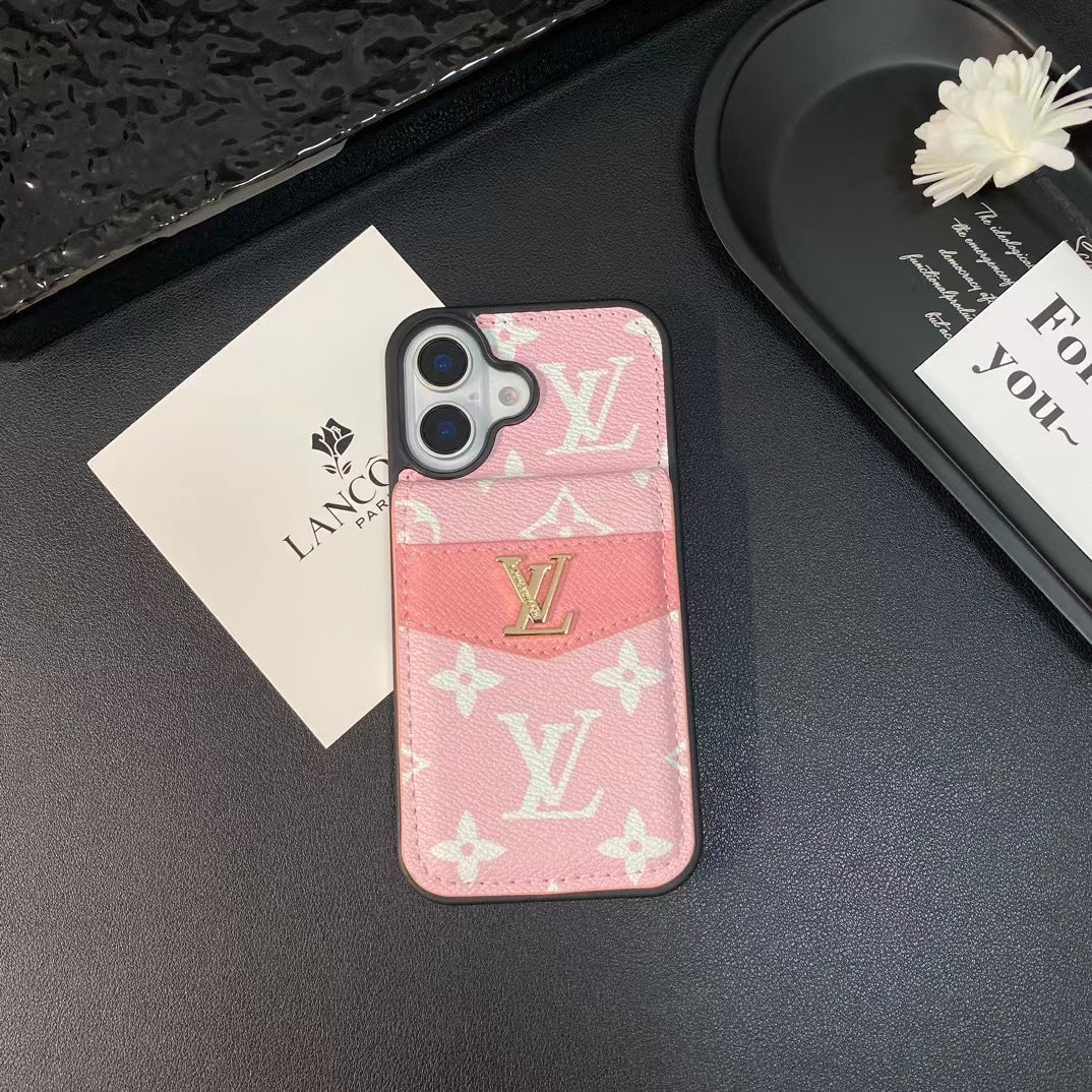 Luxury Monogram Leather Case With Card Wallet For iPhone 16-16 Plus