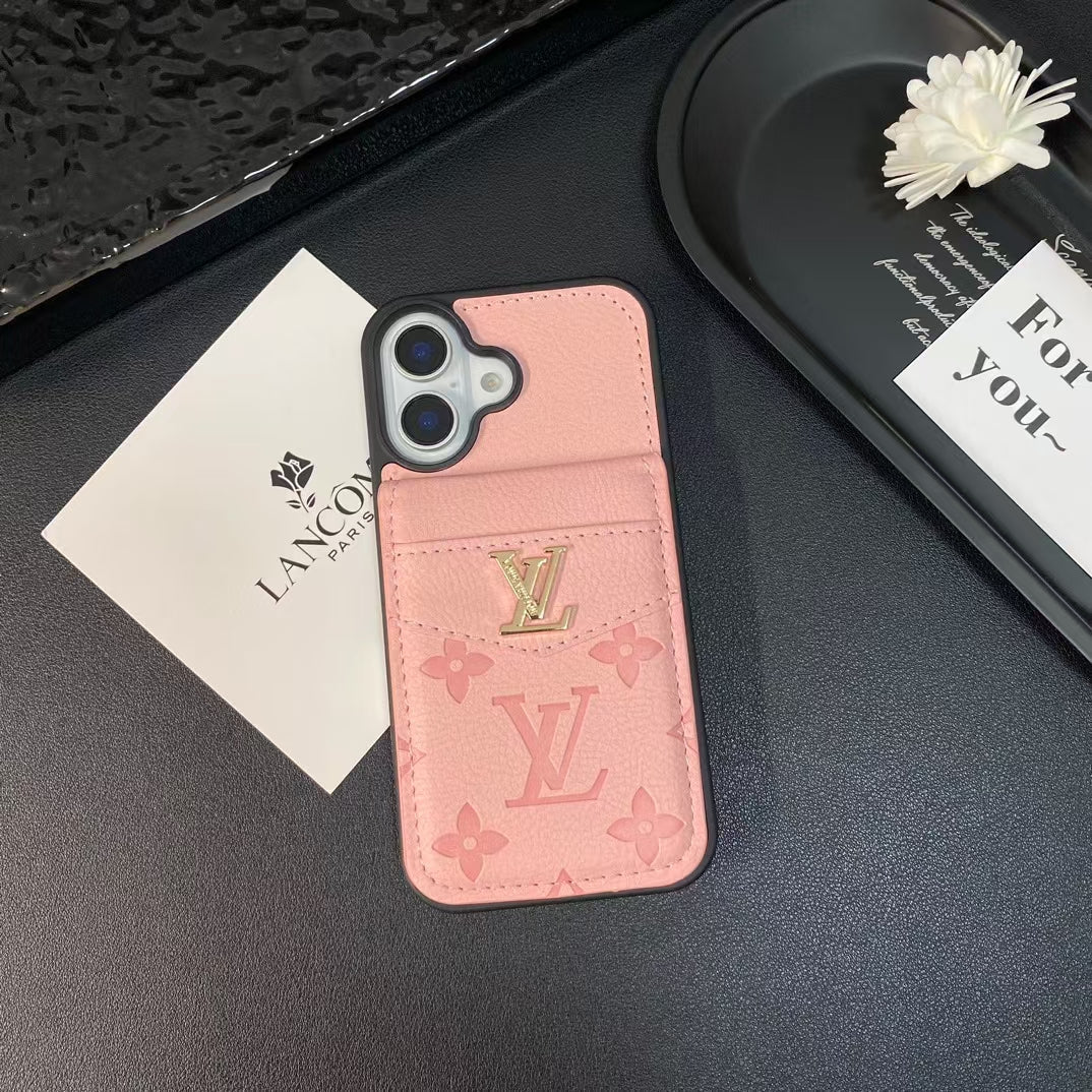 Luxury Monogram Leather Case With Card Wallet For iPhone 16-16 Plus
