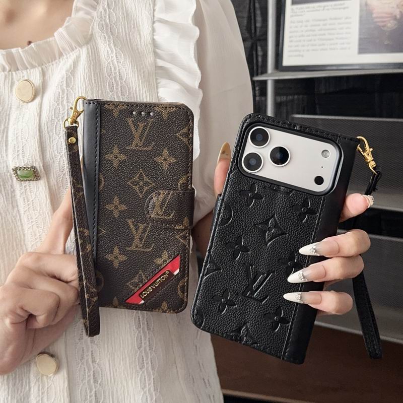 Louis Vuitton iPhone Case Wallet With Card Slots & Hand Strap For iPhone 12-17 Pro Max