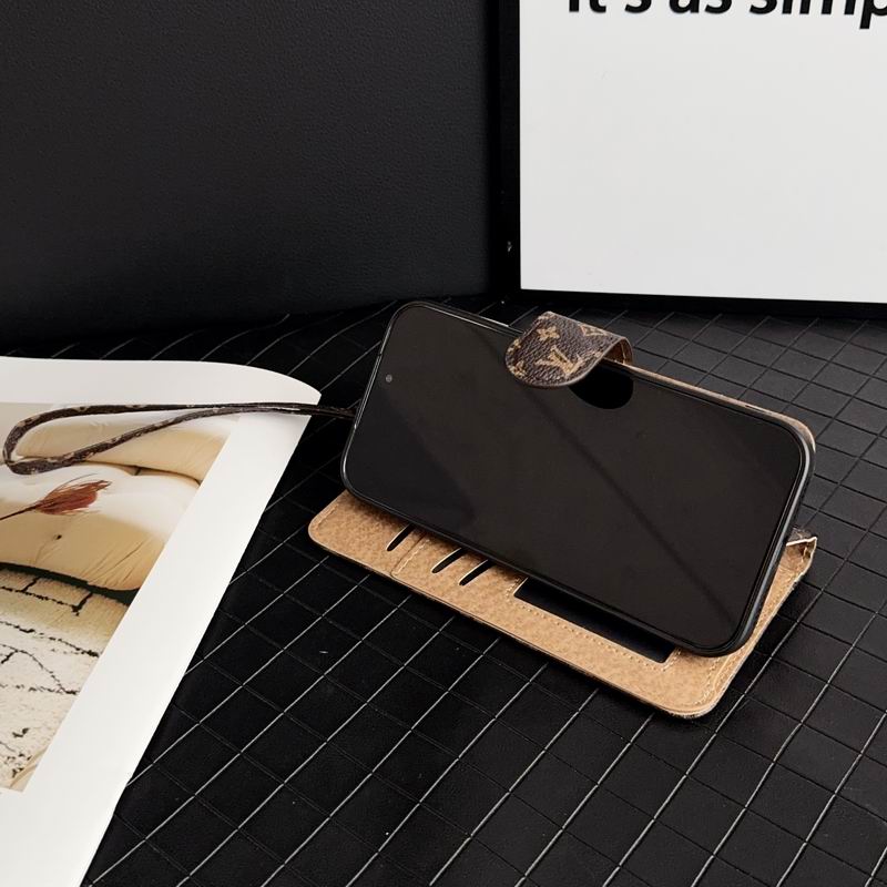Louis Vuitton iPhone Case Wallet With Card Slots & Hand Strap For iPhone 12-17 Pro Max