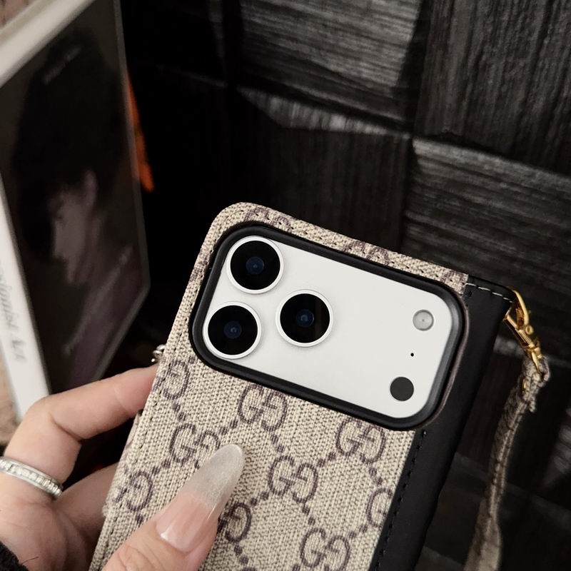 Louis Vuitton iPhone Case Wallet With Card Slots & Hand Strap For iPhone 12-17 Pro Max