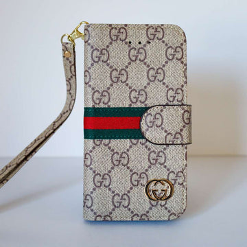 Beige Leather Wallet Case For iPhone 11-16 Pro Max