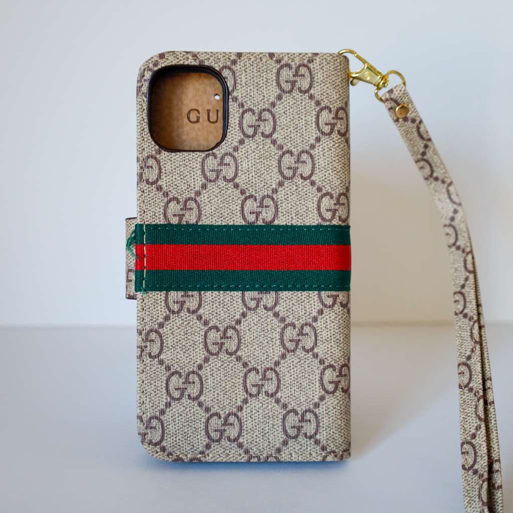 Beige Leather Wallet Case For iPhone 11-16 Pro Max