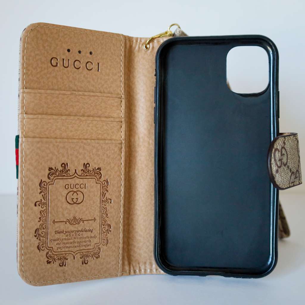 Beige Leather Wallet Case For iPhone 11-16 Pro Max