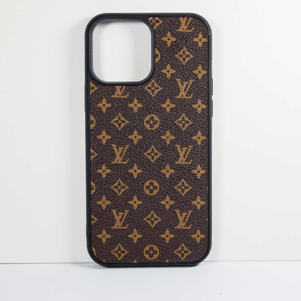 Brown Monogrammed Leather iPhone Case with Card Holder for 16-17 Pro Max