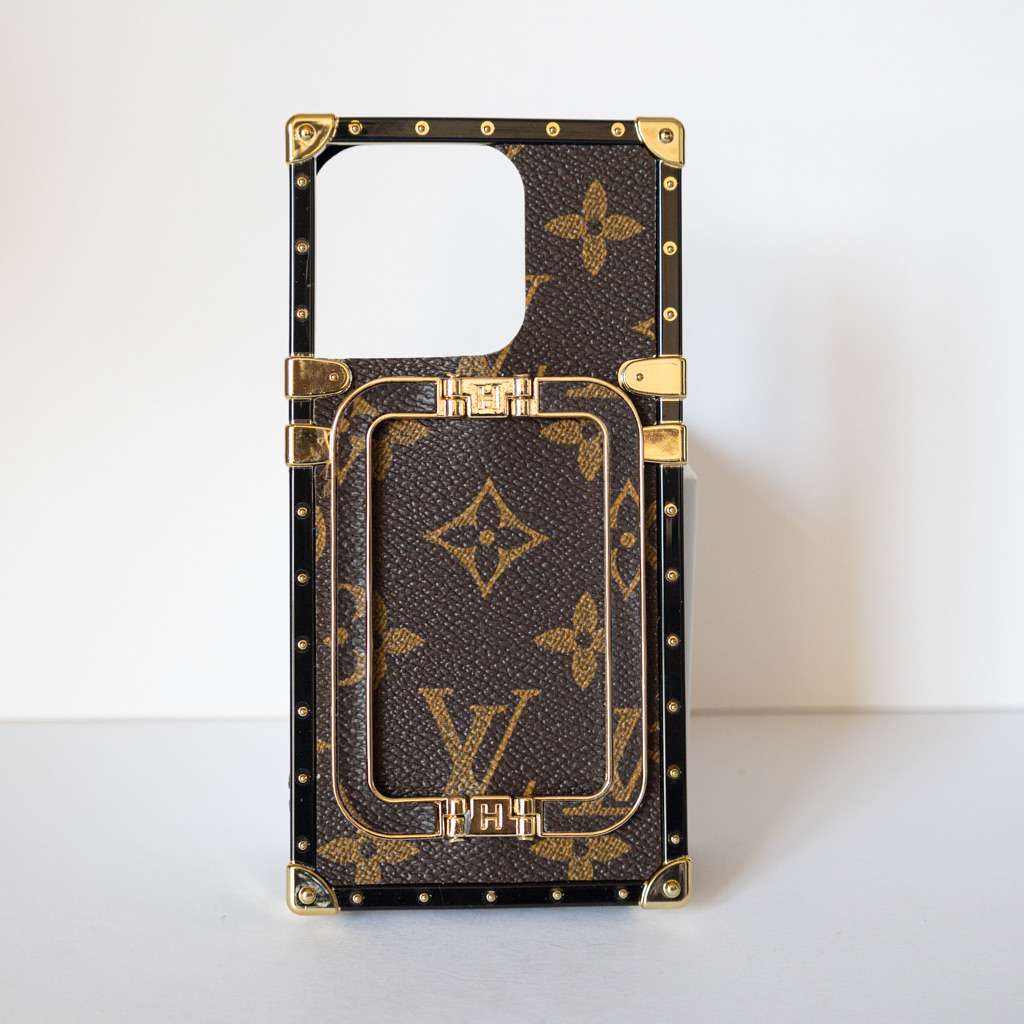 Brown Monogram Trunk Case With Kickstand For iPhone 11-16 Pro Max