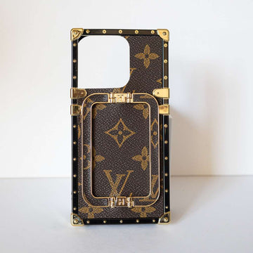 Brown Monogram Trunk Case With Kickstand For iPhone 11-16 Pro Max