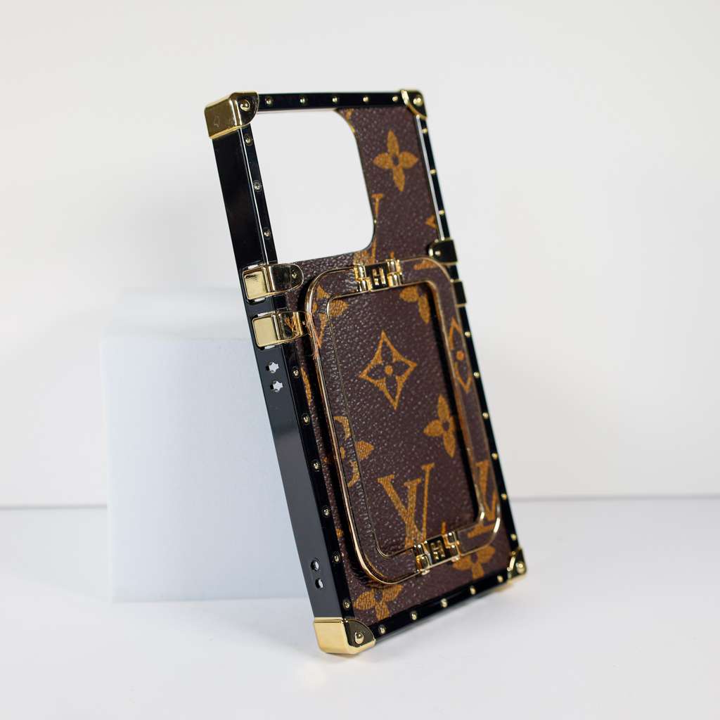 Brown Monogram Trunk Case With Kickstand For iPhone 11-16 Pro Max