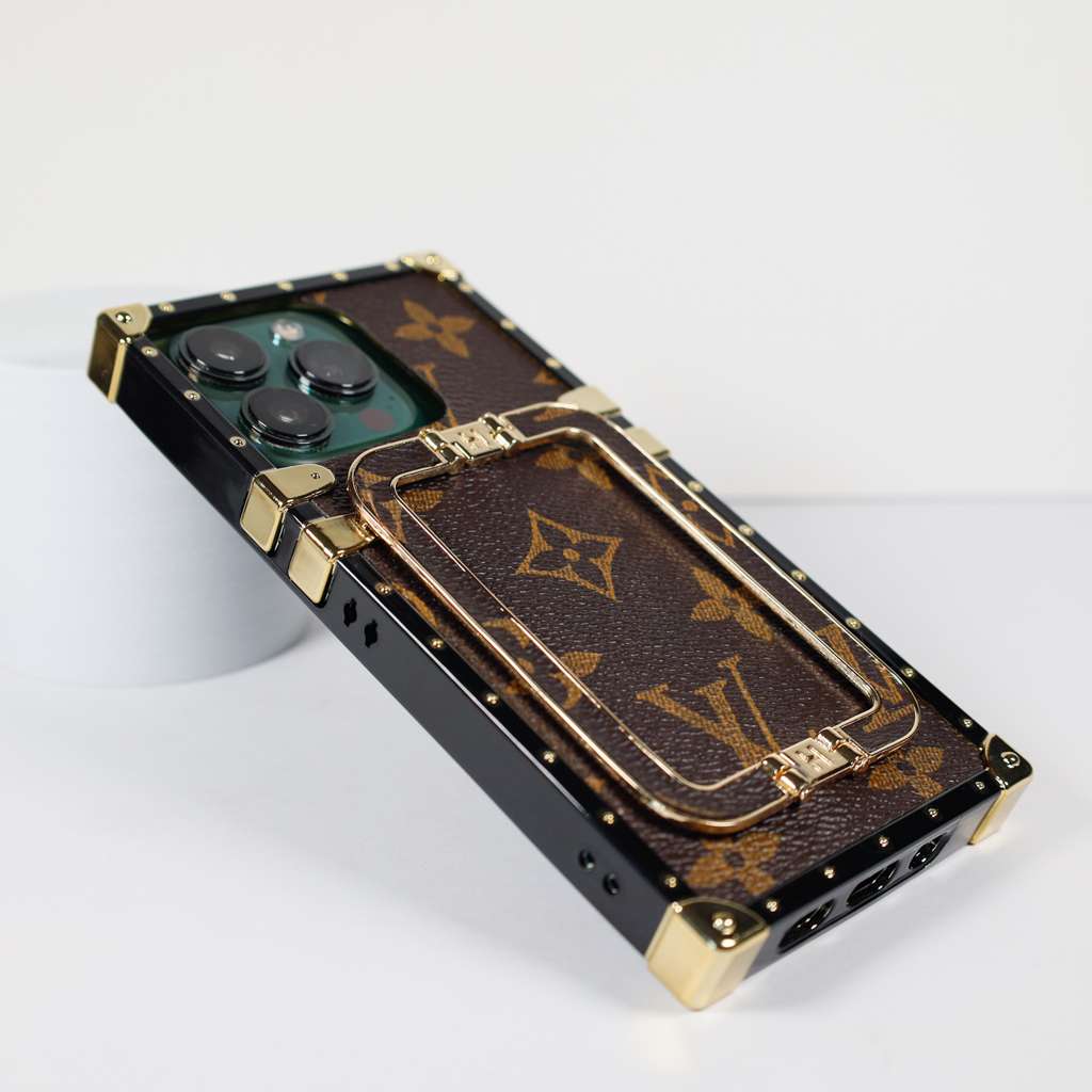 Brown Monogram Trunk Case With Kickstand For iPhone 11-16 Pro Max