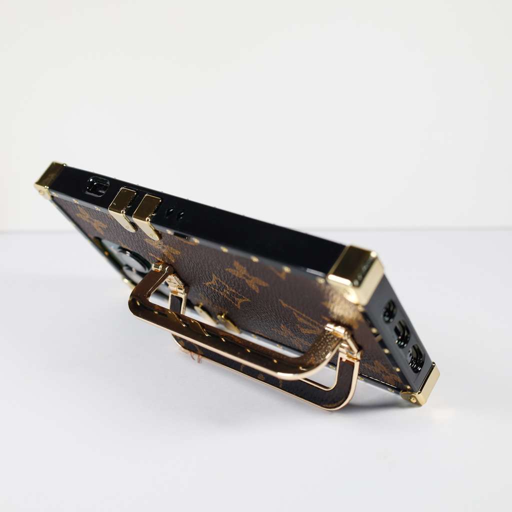 Brown Monogram Trunk Case With Kickstand For iPhone 11-16 Pro Max