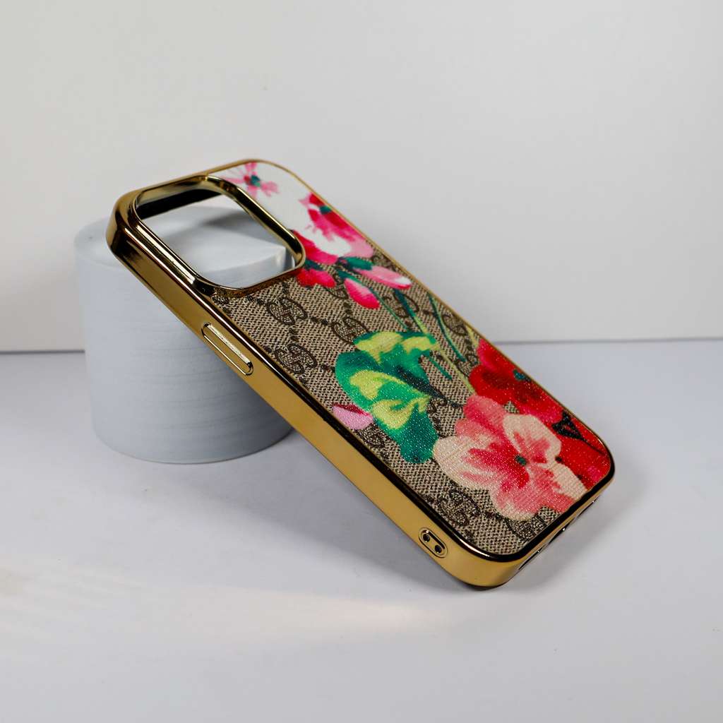 Red Bloom Print Leather Case For iPhone 11-16 Pro Max