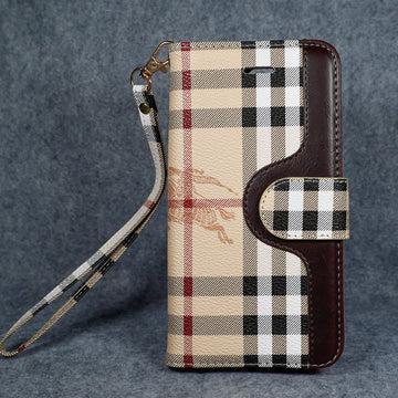 Burberry iPhone Wallet Case Cross Stripes for 11-17 Pro Max