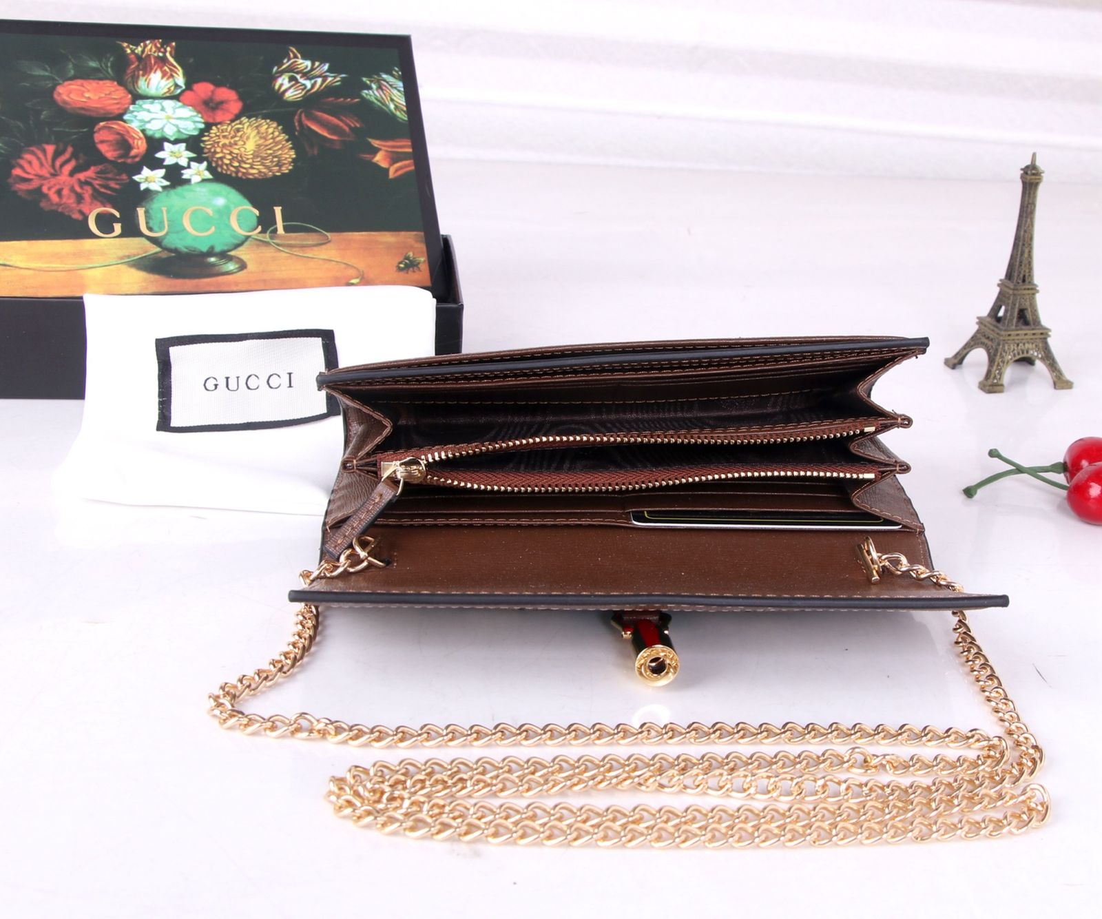 Canvas Chain Wallet Bag With Card Slots