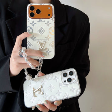 Crystal Monogram Case with Rhinestone Charm for iPhone 15-17 Pro Max
