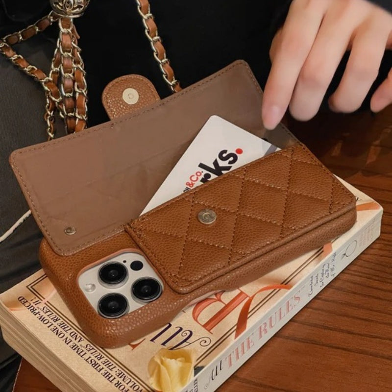 CC Card Bag Leather Chain iPhone Case