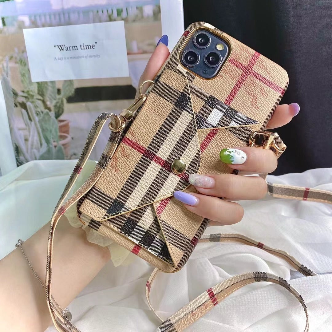 BB Leather Designer Crossbody Wallet Case for iPhone 15-17 Pro Max