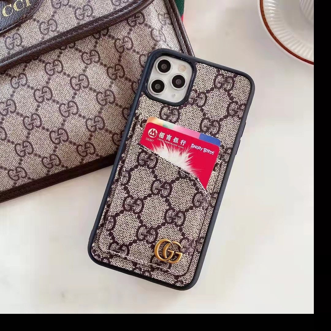 Synthetic Leather Phone Case With Card Holder For iPhone 11-16 Pro Max