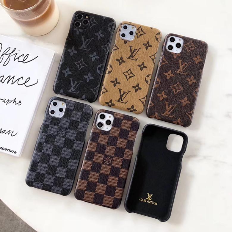 Black Checkered Synthetic Leather Case With Wallet For iPhone 11-17 Pro Max