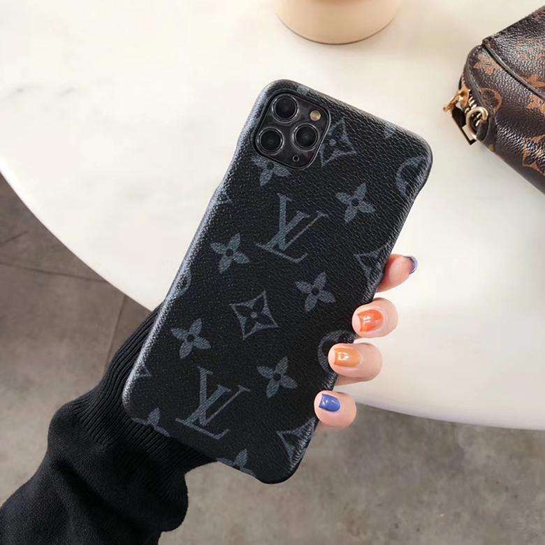 Black Checkered Synthetic Leather Case With Wallet For iPhone 11-17 Pro Max
