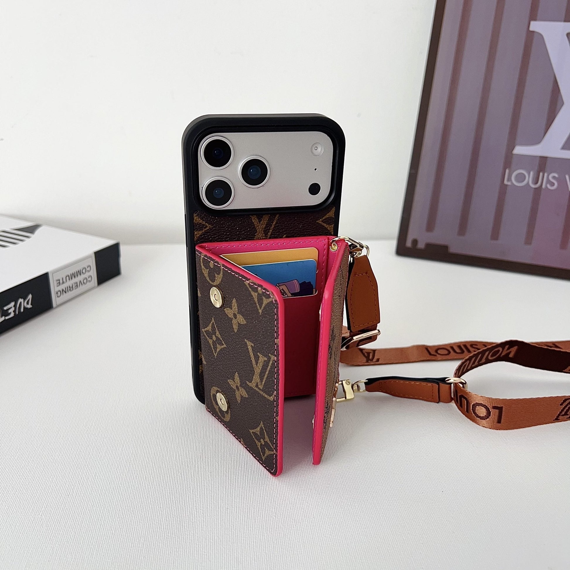 Multicolor Monogram Crossbody Wallet Case for iPhone 14-17 Pro Max