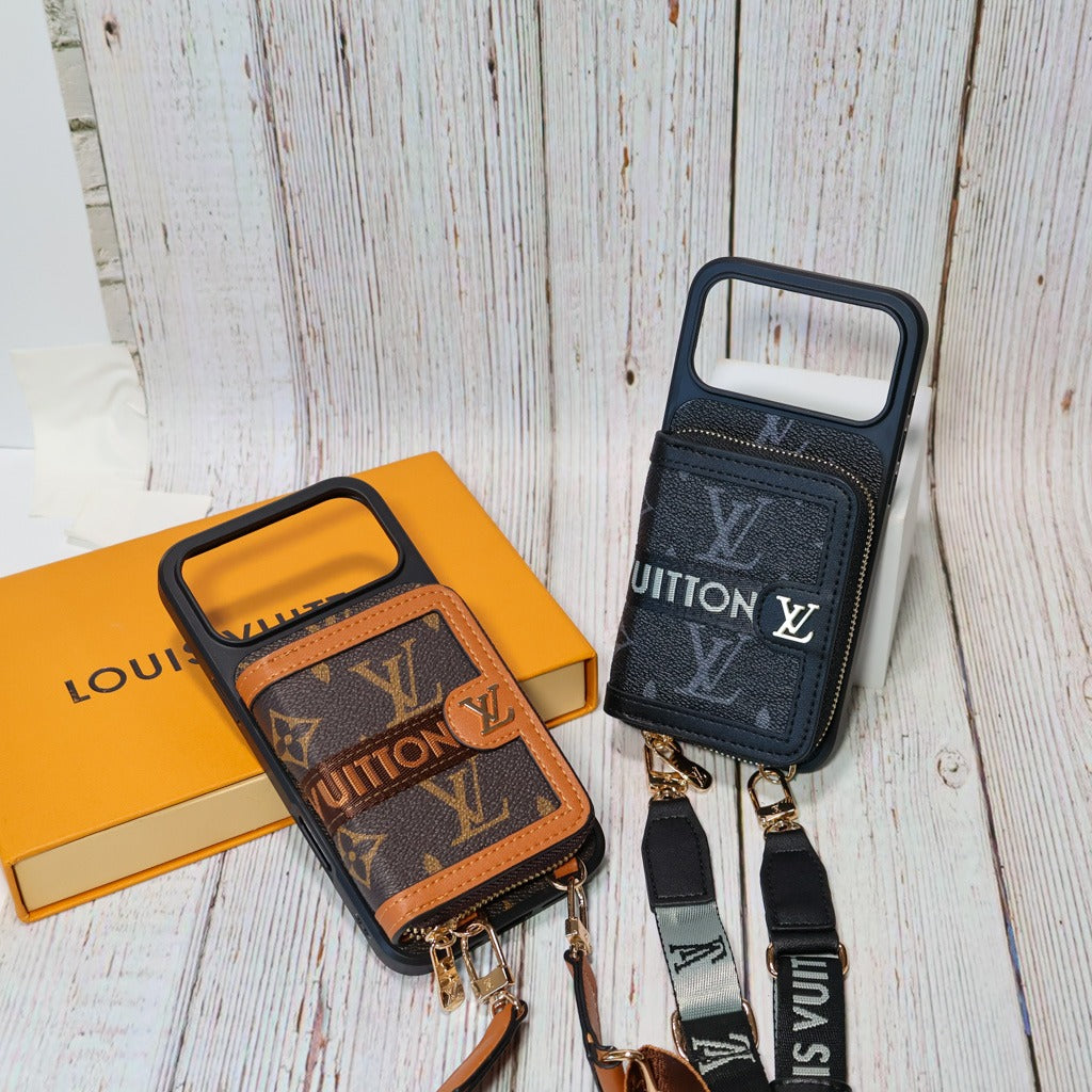 Designer Crossbody Zipped iPhone Case With Card Slots For iPhone 14-17 Pro Max