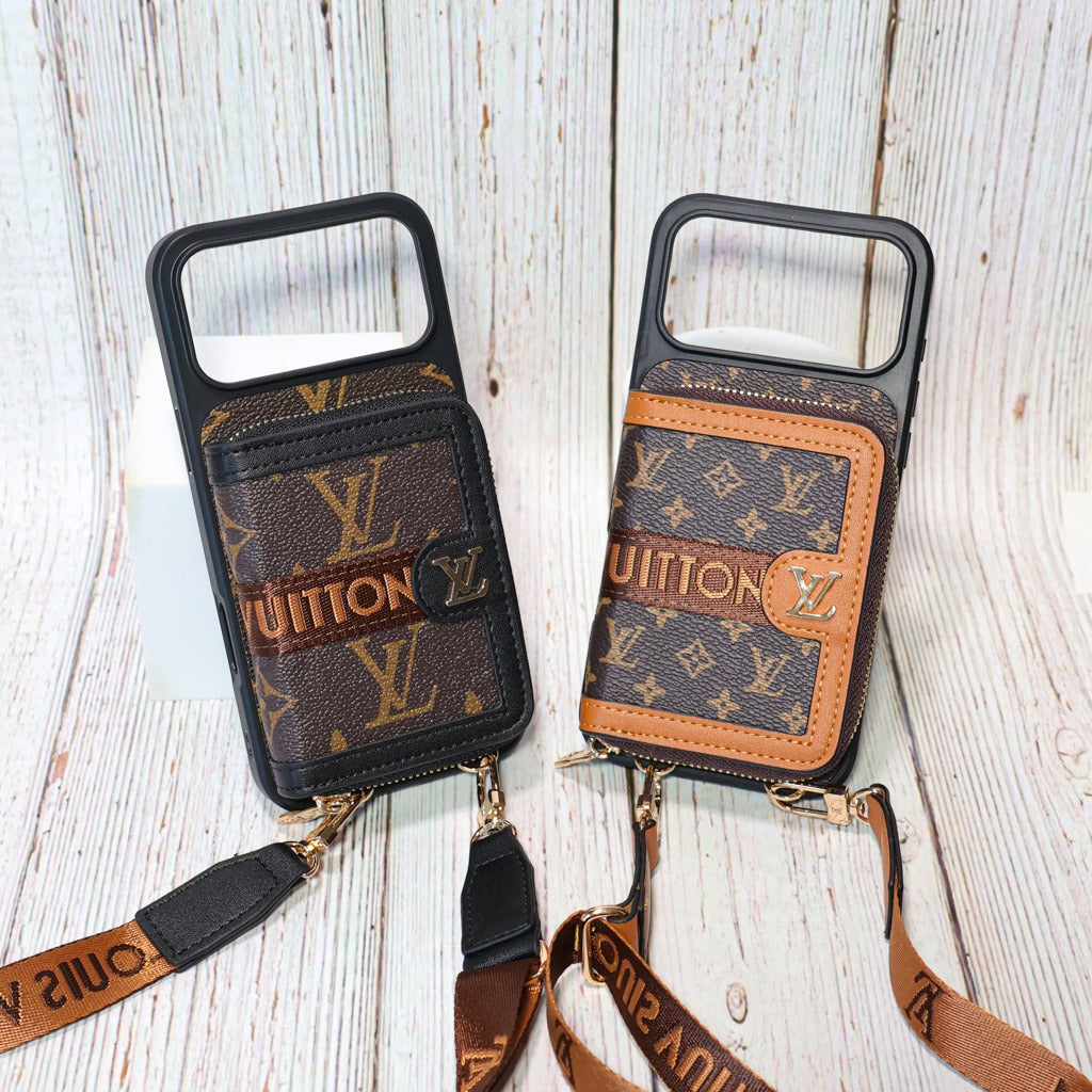 Designer Crossbody Zipped iPhone Case With Card Slots For iPhone 14-17 Pro Max