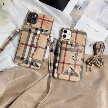 BB Leather Designer Crossbody Wallet Case for iPhone 15-17 Pro Max