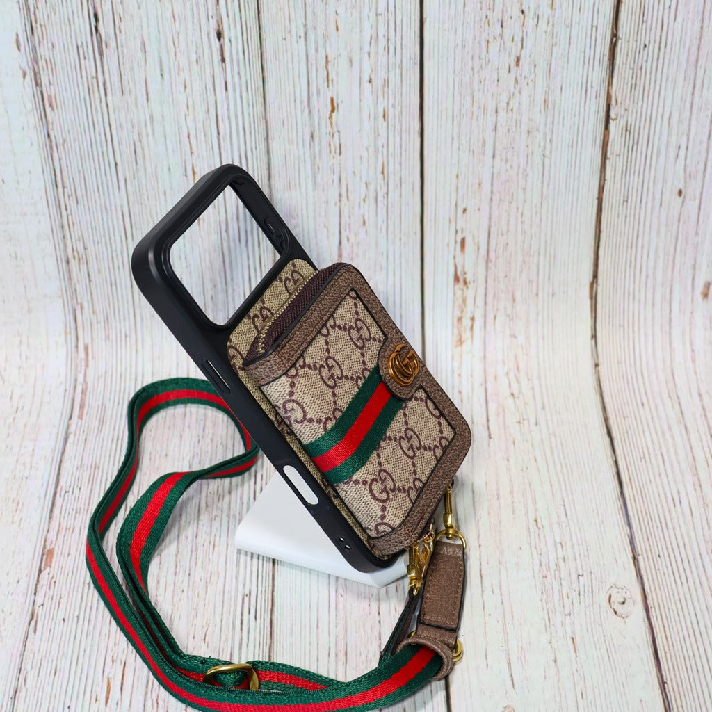 Designer Crossbody Zipped iPhone Case With Card Slots For iPhone 14-17 Pro Max