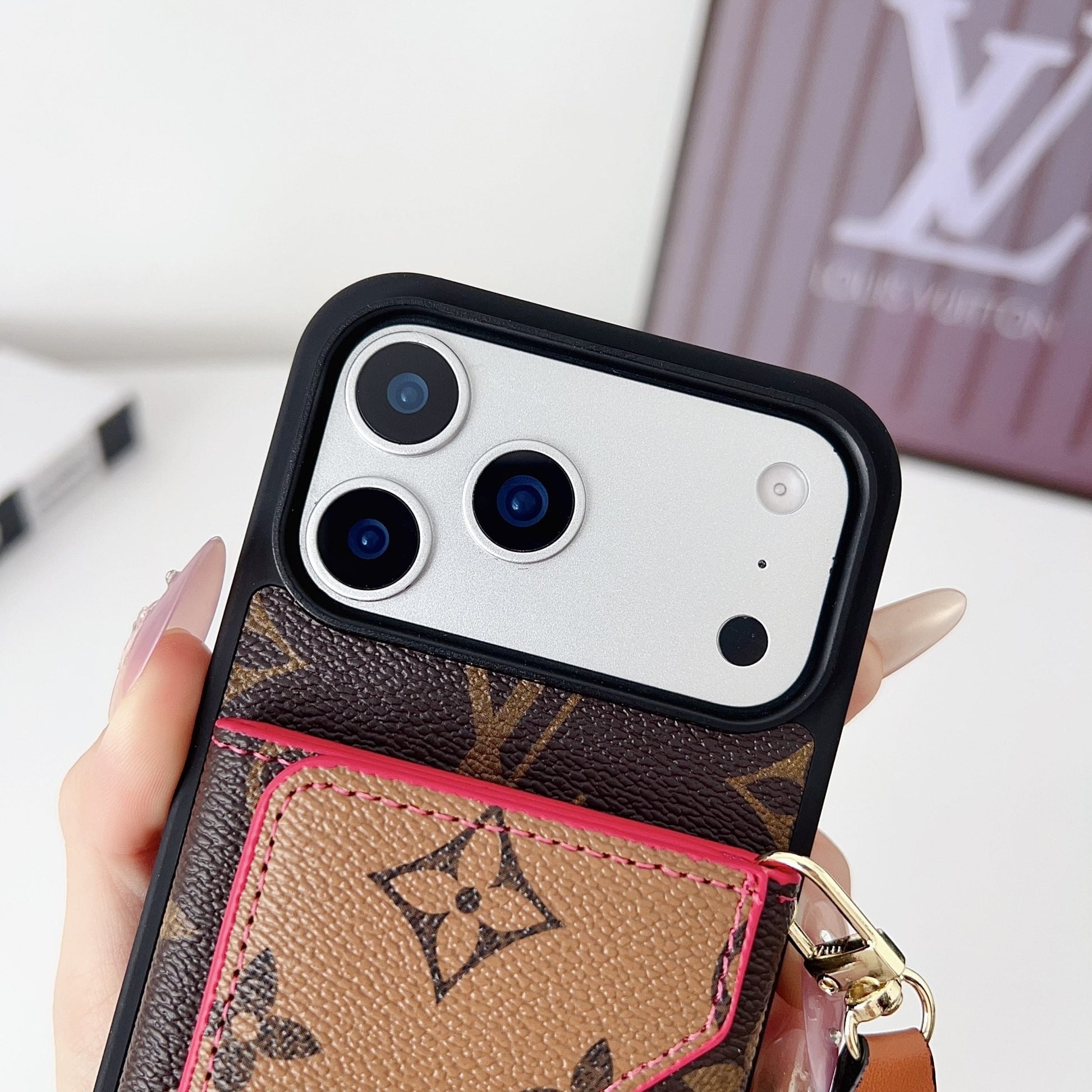 Multicolor Monogram Crossbody Wallet Case for iPhone 14-17 Pro Max
