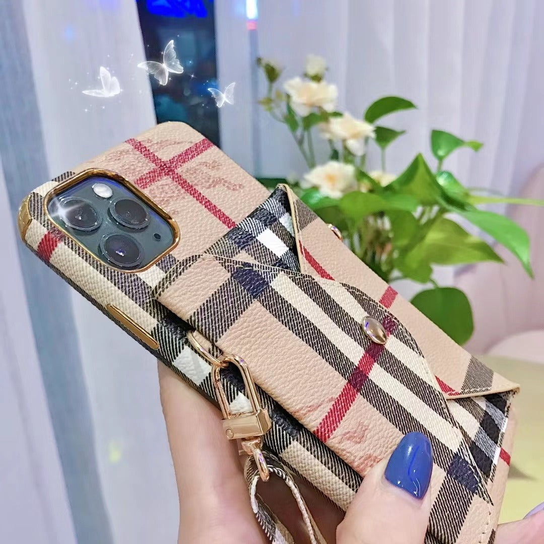 BB Leather Designer Crossbody Wallet Case for iPhone 15-17 Pro Max