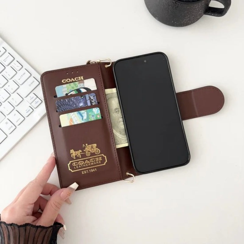 Leather Flip iPhone Case With Card Holder For iPhone 14-17 Pro Max