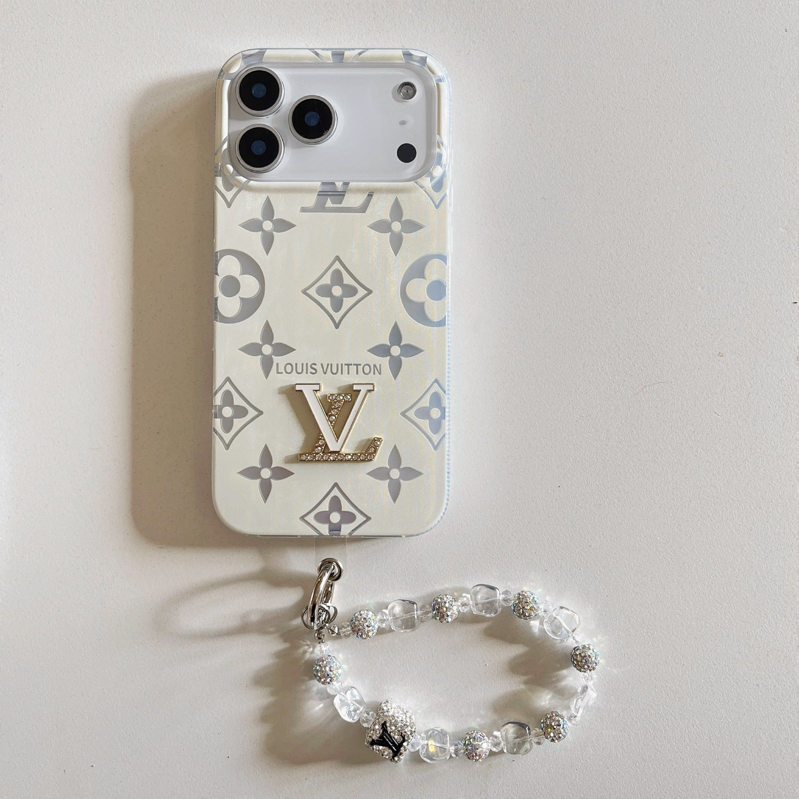 Crystal Monogram Case with Rhinestone Charm for iPhone 15-17 Pro Max