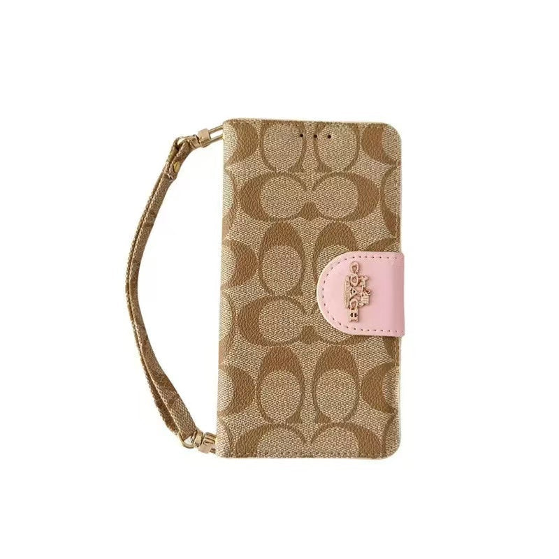 Coach Phone Case Wallet Style with Hand Strap for iPhone 12-17 Pro Max
