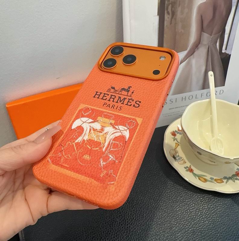 Hermes Leather Finish Phone Case for iPhone 17-17 Pro Max