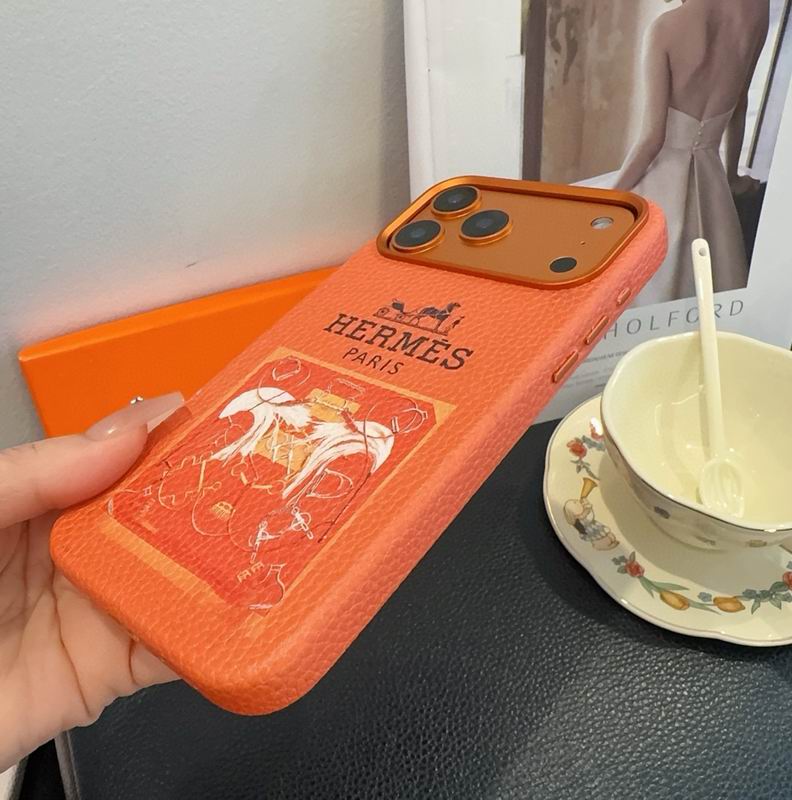 Hermes Leather Finish Phone Case for iPhone 17-17 Pro Max