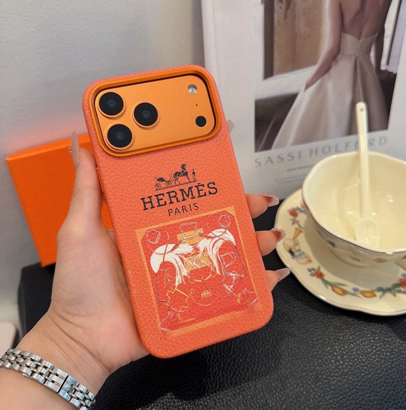 Hermes Leather Finish Phone Case for iPhone 17-17 Pro Max
