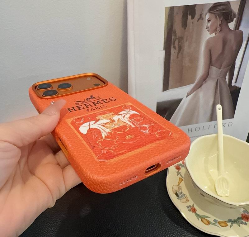 Hermes Leather Finish Phone Case for iPhone 17-17 Pro Max