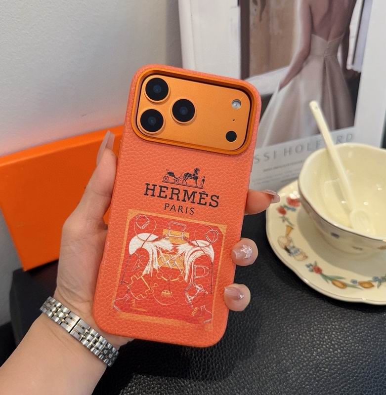 Hermes Leather Finish Phone Case for iPhone 17-17 Pro Max