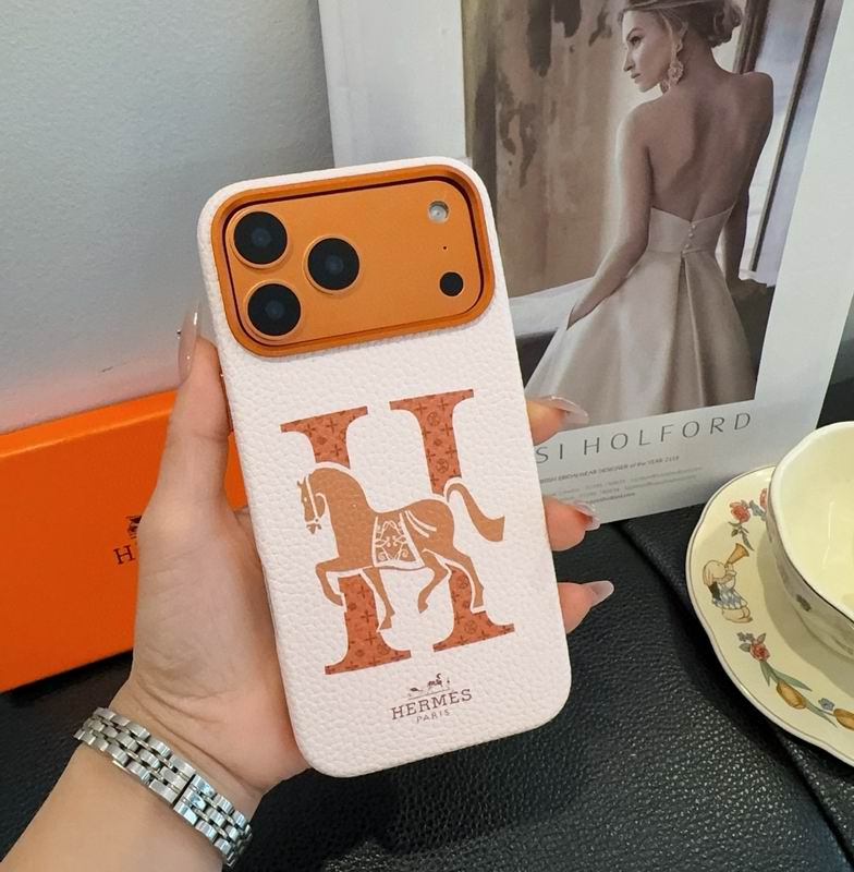 Hermes Leather Finish Phone Case for iPhone 17-17 Pro Max