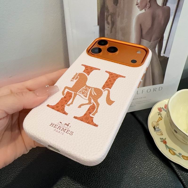 Hermes Leather Finish Phone Case for iPhone 17-17 Pro Max