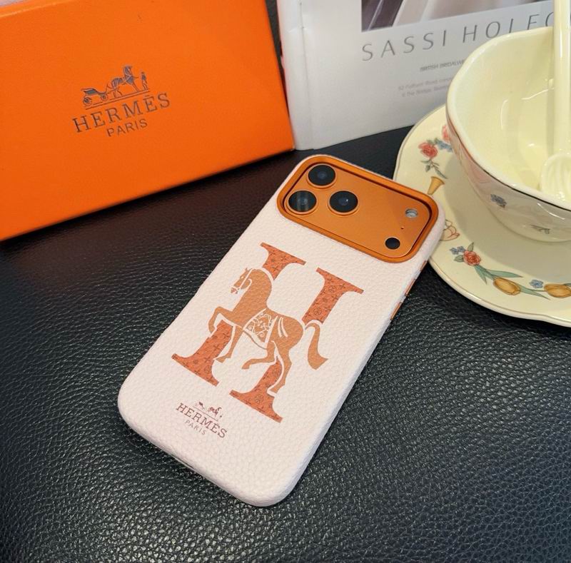 Hermes Leather Finish Phone Case for iPhone 17-17 Pro Max
