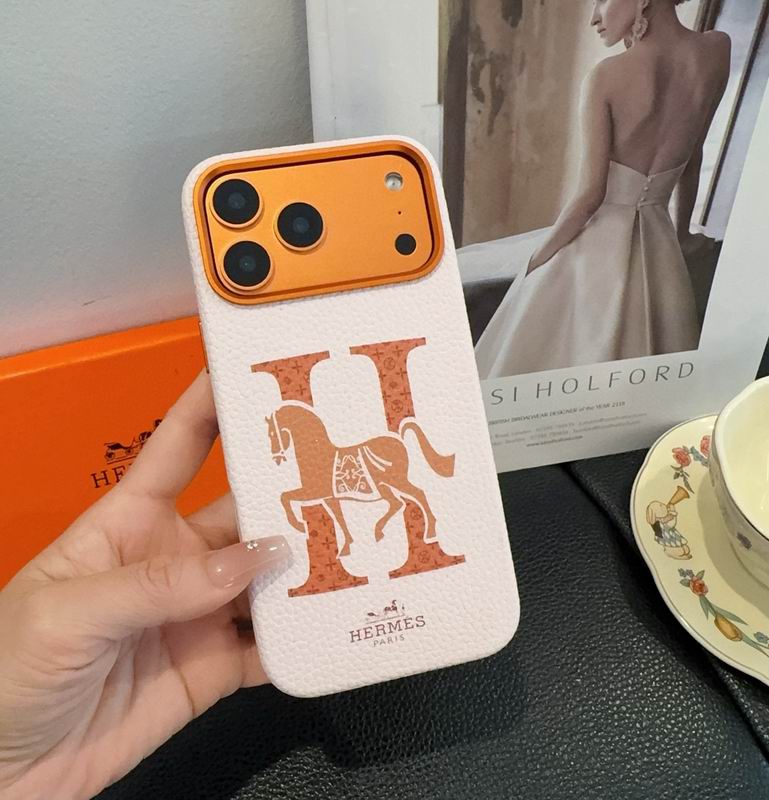 Hermes Leather Finish Phone Case for iPhone 17-17 Pro Max